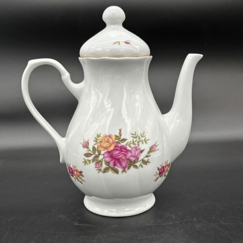 Korona Poland Teapot W/ Creamer and Sugar, Rose Garden Design