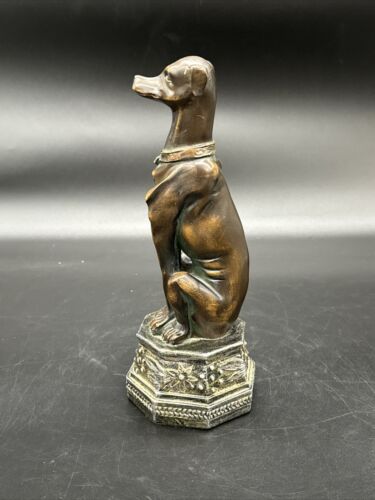 Vintage Faux Bronze Dog Statue Statuette Figurine Greyhound
