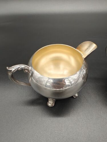 Vintage FB Rogers Silver Co Footed Sugar Bowl With Lid And Creamer Set