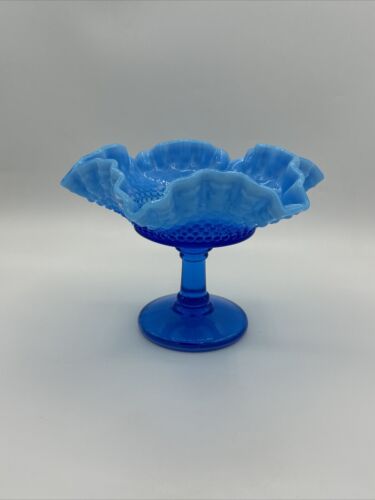 Vintage Westmoreland Blue Opalescent Hobnail Compote or Candy Dish