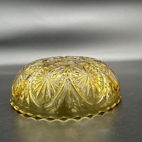 Vintage Anchor Hocking MEDALLION HONEY GOLD Amber Bowl Candy Dish In Egg Pattern