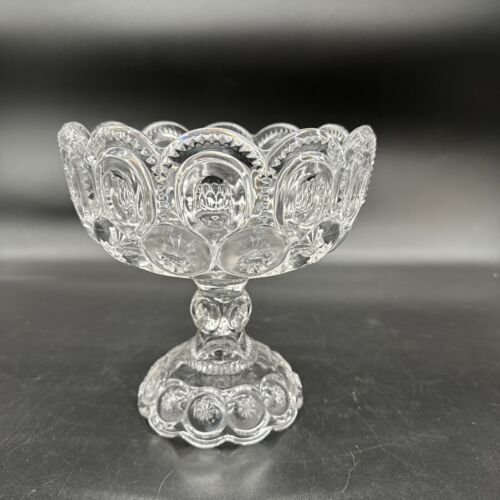 Moon and Stars Glass Compote, 7 1/4” T X 7 1/8” W