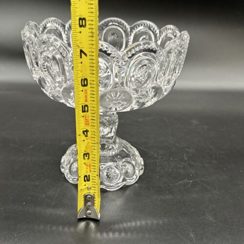 Moon and Stars Glass Compote, 7 1/4” T X 7 1/8” W