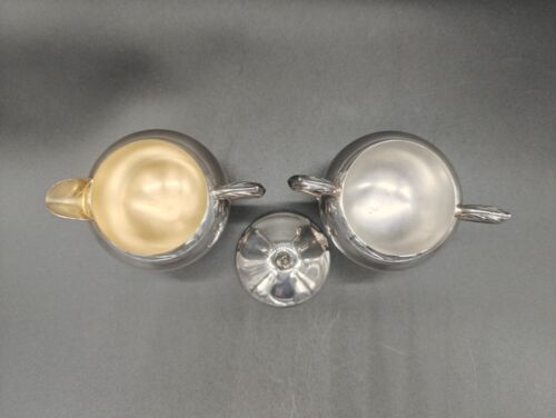 Vintage FB Rogers Silver Co Footed Sugar Bowl With Lid And Creamer Set