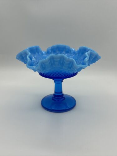 Vintage Westmoreland Blue Opalescent Hobnail Compote or Candy Dish