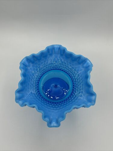 Vintage Westmoreland Blue Opalescent Hobnail Compote or Candy Dish