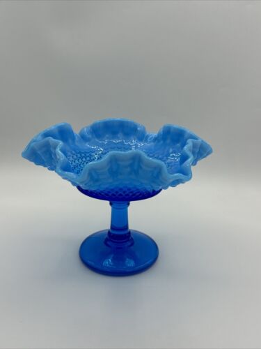 Vintage Westmoreland Blue Opalescent Hobnail Compote or Candy Dish