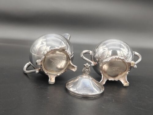 Vintage FB Rogers Silver Co Footed Sugar Bowl With Lid And Creamer Set