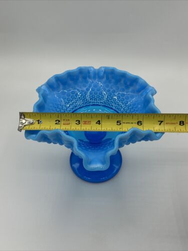 Vintage Westmoreland Blue Opalescent Hobnail Compote or Candy Dish