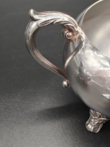 Vintage FB Rogers Silver Co Footed Sugar Bowl With Lid And Creamer Set