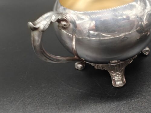 Vintage FB Rogers Silver Co Footed Sugar Bowl With Lid And Creamer Set