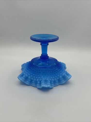 Vintage Westmoreland Blue Opalescent Hobnail Compote or Candy Dish