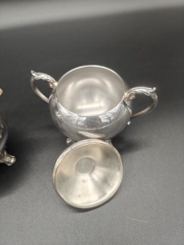 Vintage FB Rogers Silver Co Footed Sugar Bowl With Lid And Creamer Set
