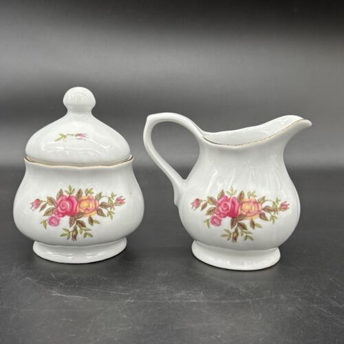 Korona Poland Teapot W/ Creamer and Sugar, Rose Garden Design