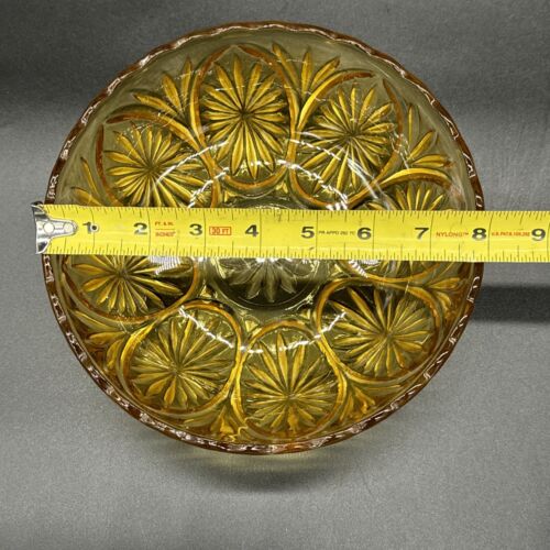 Vintage Anchor Hocking MEDALLION HONEY GOLD Amber Bowl Candy Dish In Egg Pattern
