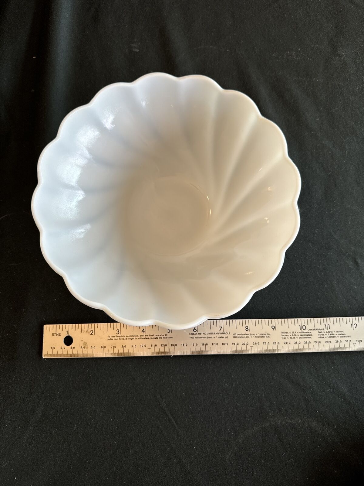 Vintage Hazel Atlas Swirl Milk Glass Bowl