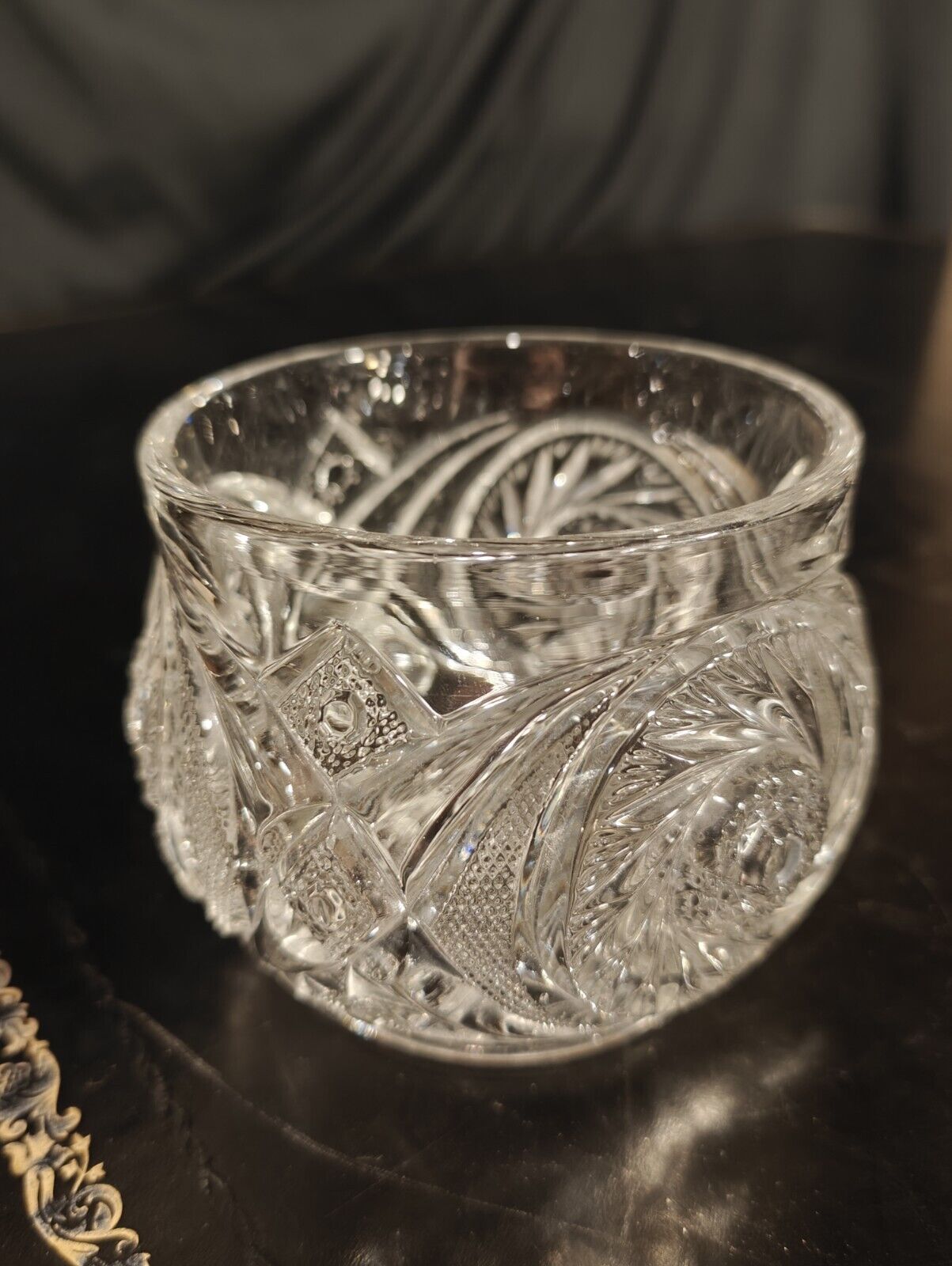 Vintage Aztec Cut Glass 3.5 x 3.5