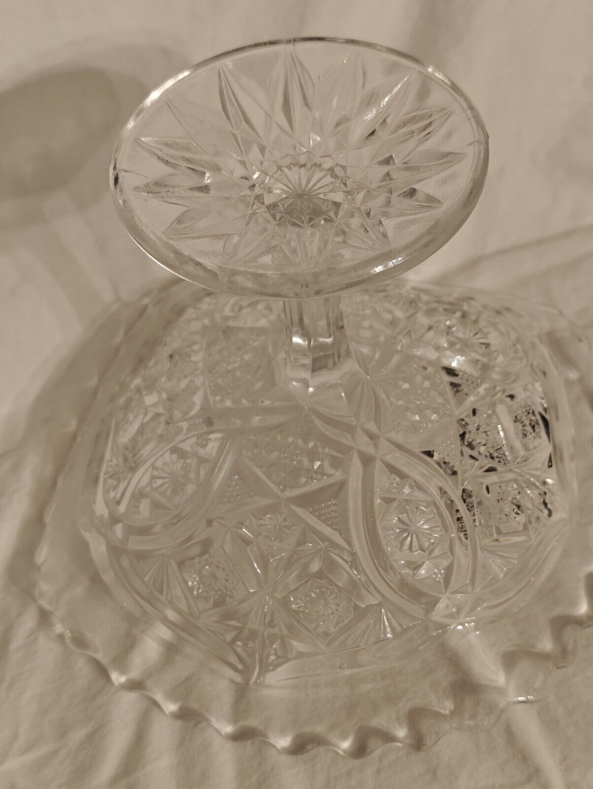 Vintage Clear Glass Pedestal Candy Dish