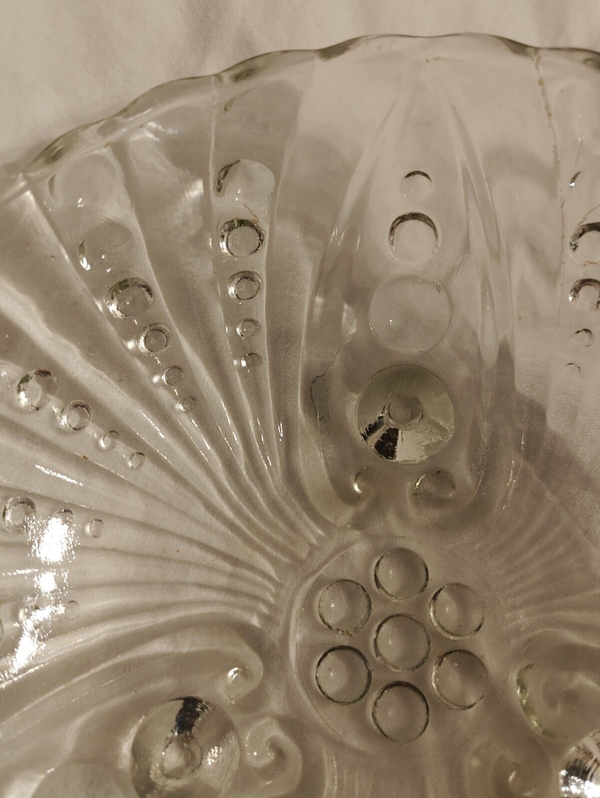 Vintage Anchor Hocking Oyster & Pearl Depression Glass Footed Bowl