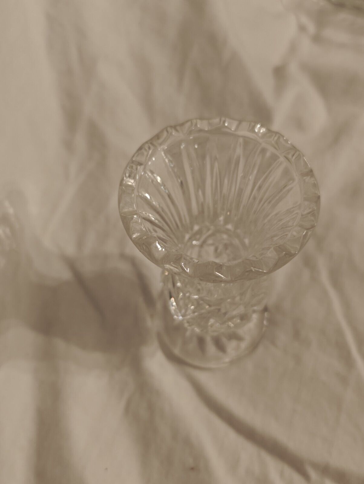 Mid Century Hand cut 24% Lead Crystal 4” Bud Vase