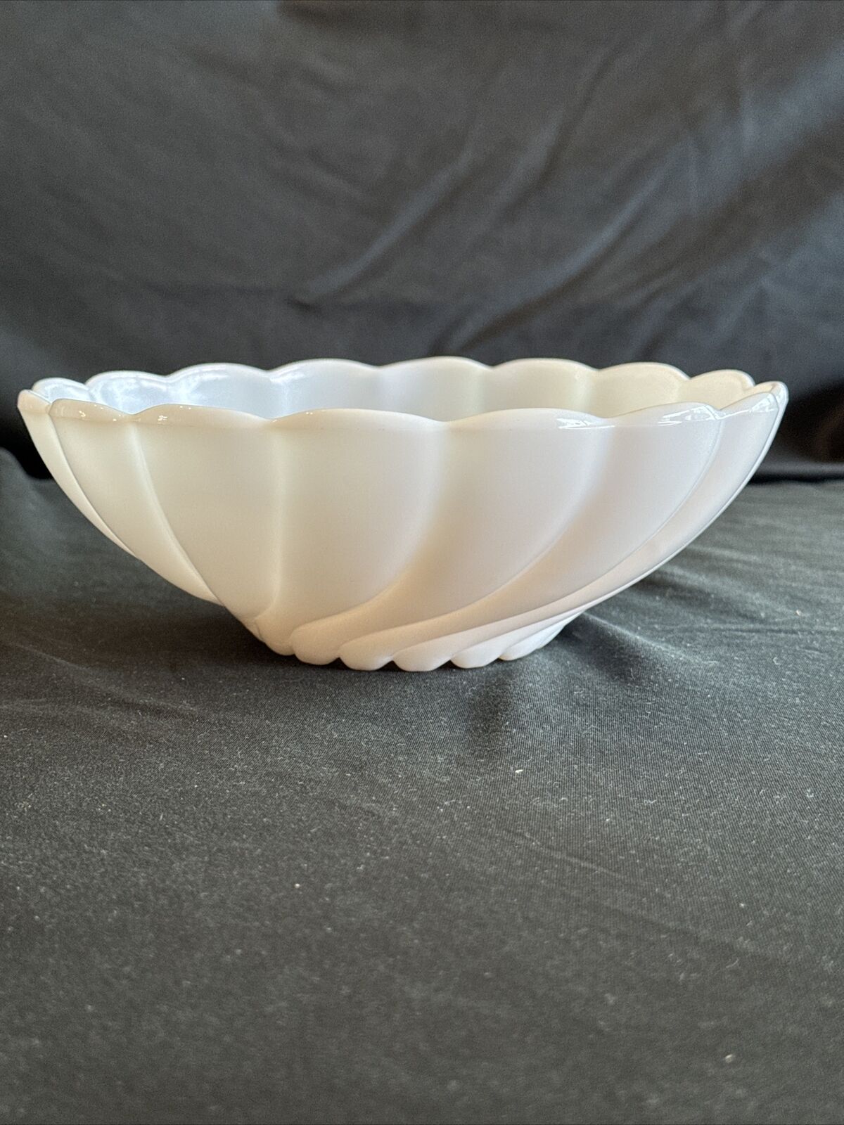 Vintage Hazel Atlas Swirl Milk Glass Bowl