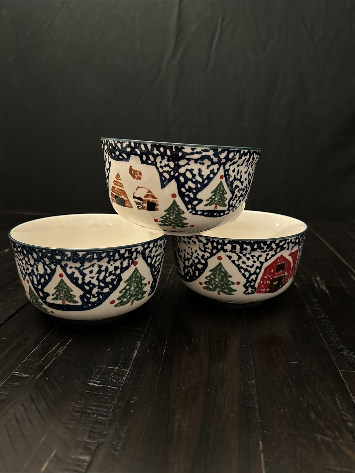 Vintage Teinshan Stoneware Wilderness Holiday Bowls