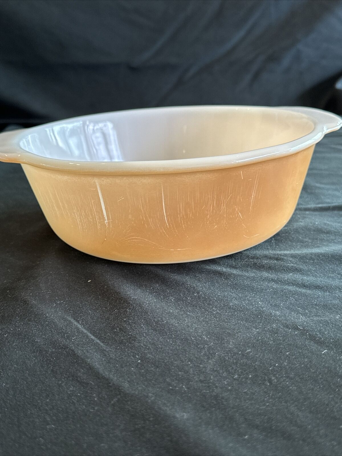 Fire King Peach Luster Oval Casserole Dish 2qt. VTG