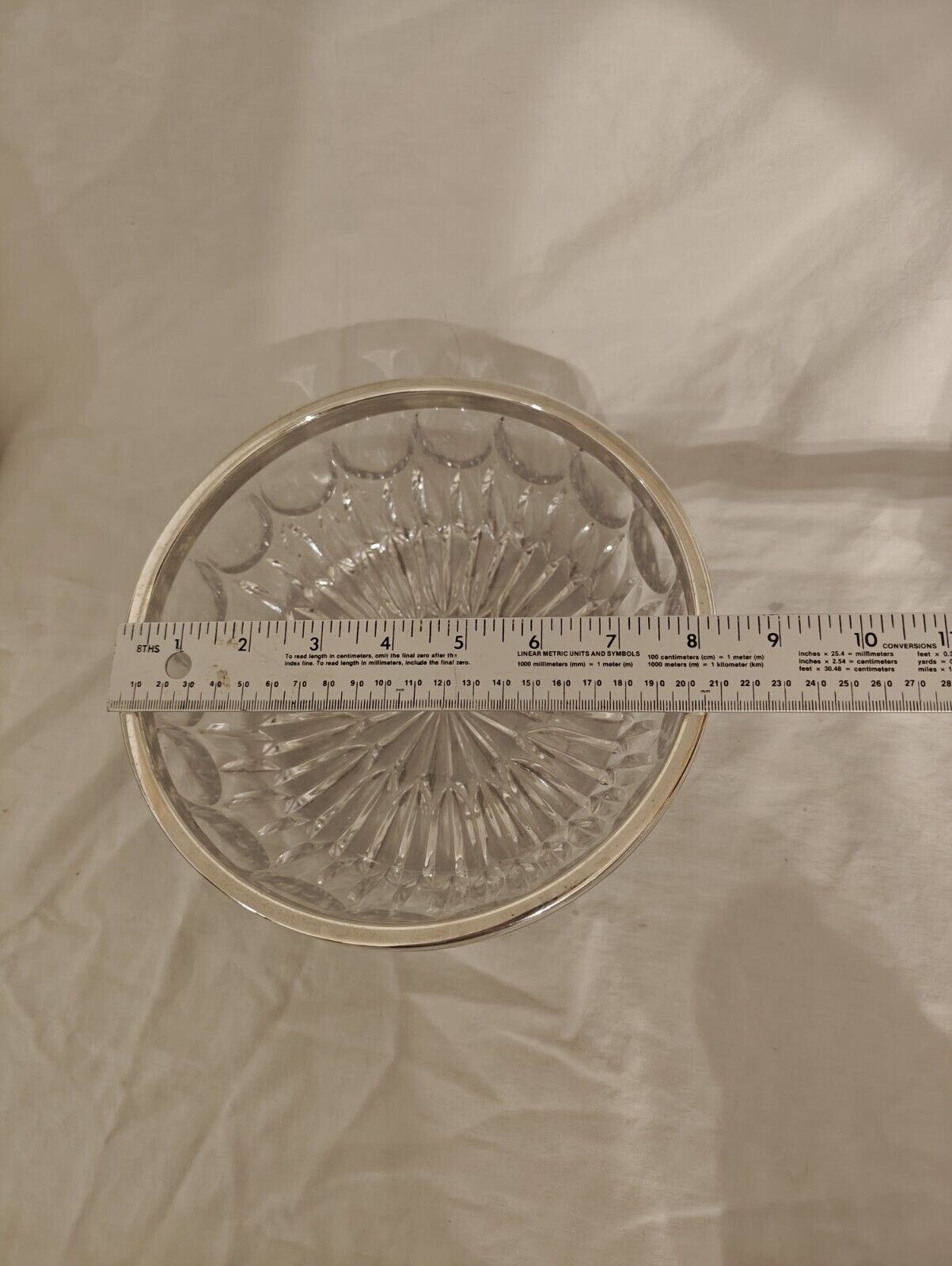 Vintage Leonard Crystal Servng Bowl with Silver Rim