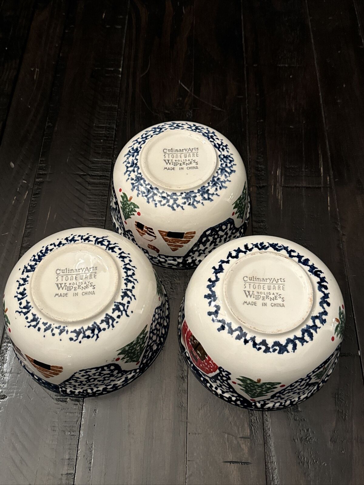 Vintage Teinshan Stoneware Wilderness Holiday Bowls