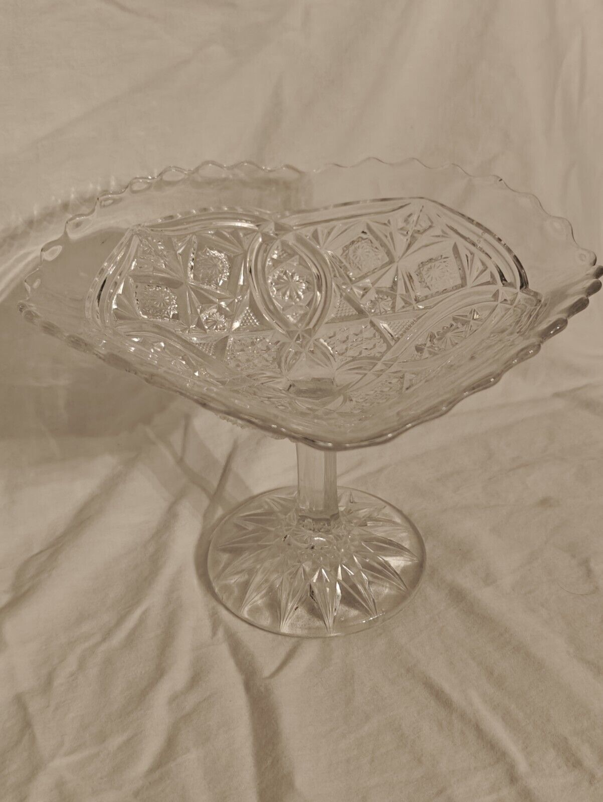 Vintage Clear Glass Pedestal Candy Dish