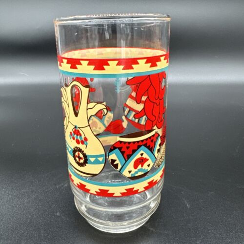 Vintage Rare Indiana Glass Southwest Pottery 16 oz. glasses Set of 4