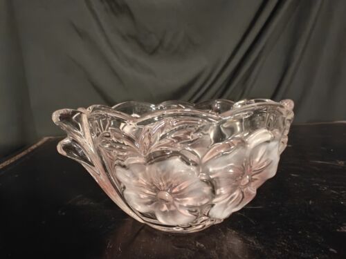 Vintage Studio Nova Pink Floral Glass Bowl Used