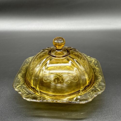 Federal RECOLLECTION Amber Round Butter Dish