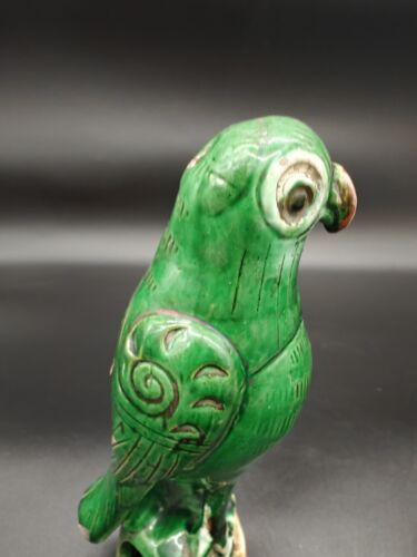 Antique Chinese Green Glazed Parrots Pair