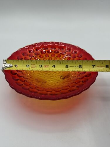 Vintage Amberina Hobnail Footed Glass Bon Bon Candy Dish