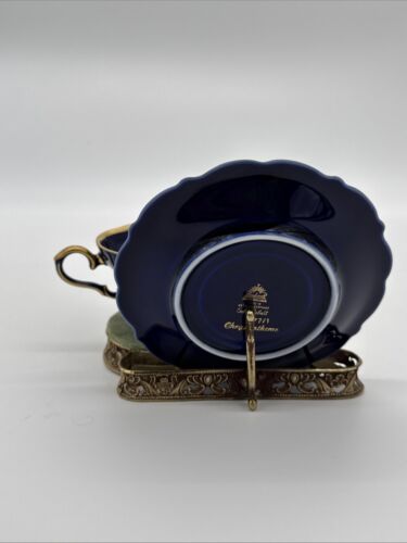 Lindner Germany Echt Cobalt Chrysantheme Tea Cup And Saucer