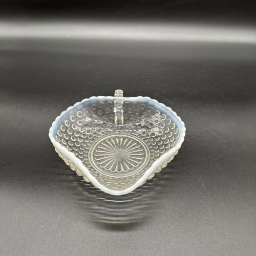 Vintage Anchor Hocking Opalescent Moonstone Hobnail Glass ~ Small Handled Bowl