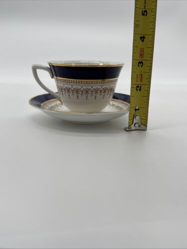 Royal Worcester Fine Bone China Cup and Saucer Set in Regency Blue Pattern