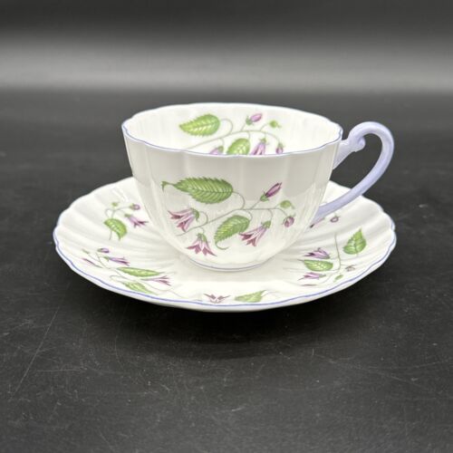 Vintage Shelley England Cup & Saucer Campanula Purple Trim Teacup