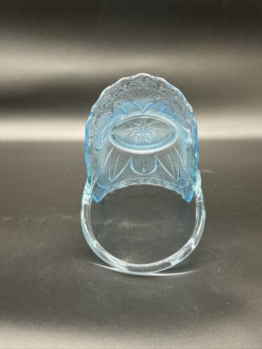 Vintage LE Smith Princess House Ice Blue Bridal Art Glass Basket