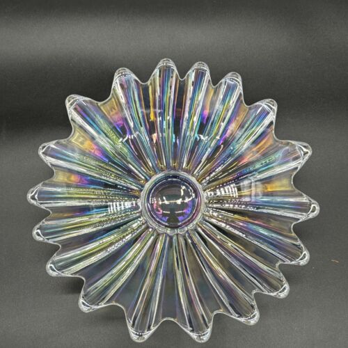 Vintage Federal Glass Iridescent Celestial Sunburst Center Serving Bowl in Box