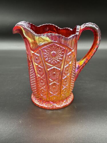 Indiana Ruby Red Sunset Amberina Carnival Glass Heirloom Water Pitcher