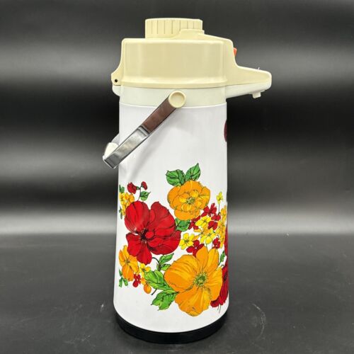 Vintage Superior Coffee POT AirPot Pump Dispenser Floral Design Hot Cold