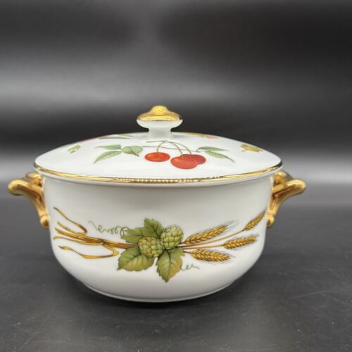 Royal Worcester Fine Porcelain Evesham Gold Oval Casserole Dish, Shape 28