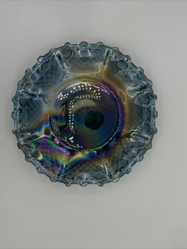 Vintage Indiana Glass Iridescent Blue Carnival Glass 10" Plate