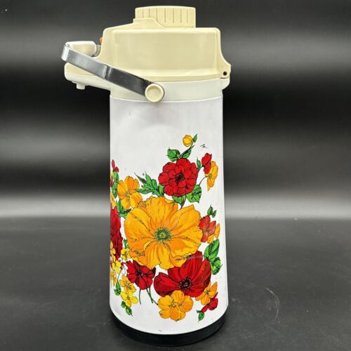 Vintage Superior Coffee POT AirPot Pump Dispenser Floral Design Hot Cold