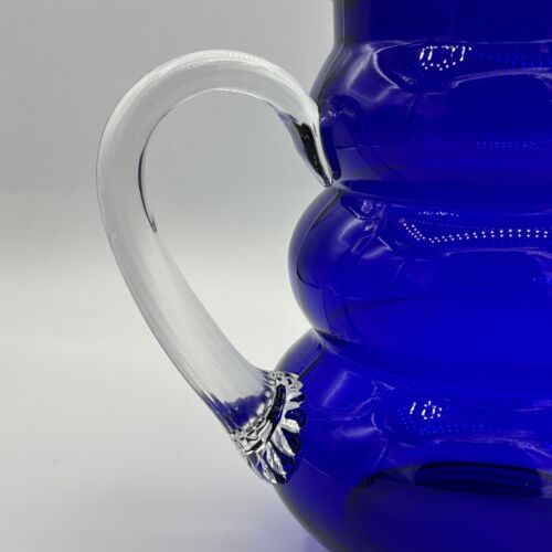 Vintage Louie Glass Co. Art Deco Style Cobalt Blue Harpo Pitcher