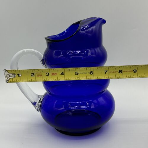 Vintage Louie Glass Co. Art Deco Style Cobalt Blue Harpo Pitcher