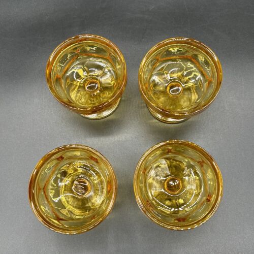 Set Of 4 Vintage Anchor Hocking Fairfield Amber Sherbet Dessert Goblets