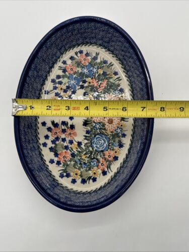 Polish Pottery UNIKAT 1754 Damian 2007 Ultimate 10.75x7.5x2.25”Floral Handmade